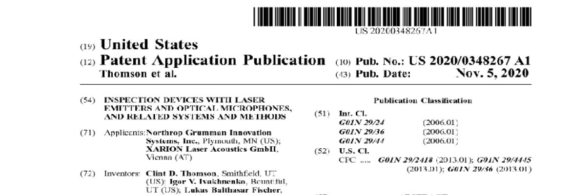 Cover page of the joint US patent granted to XARION and Northrop Grumman