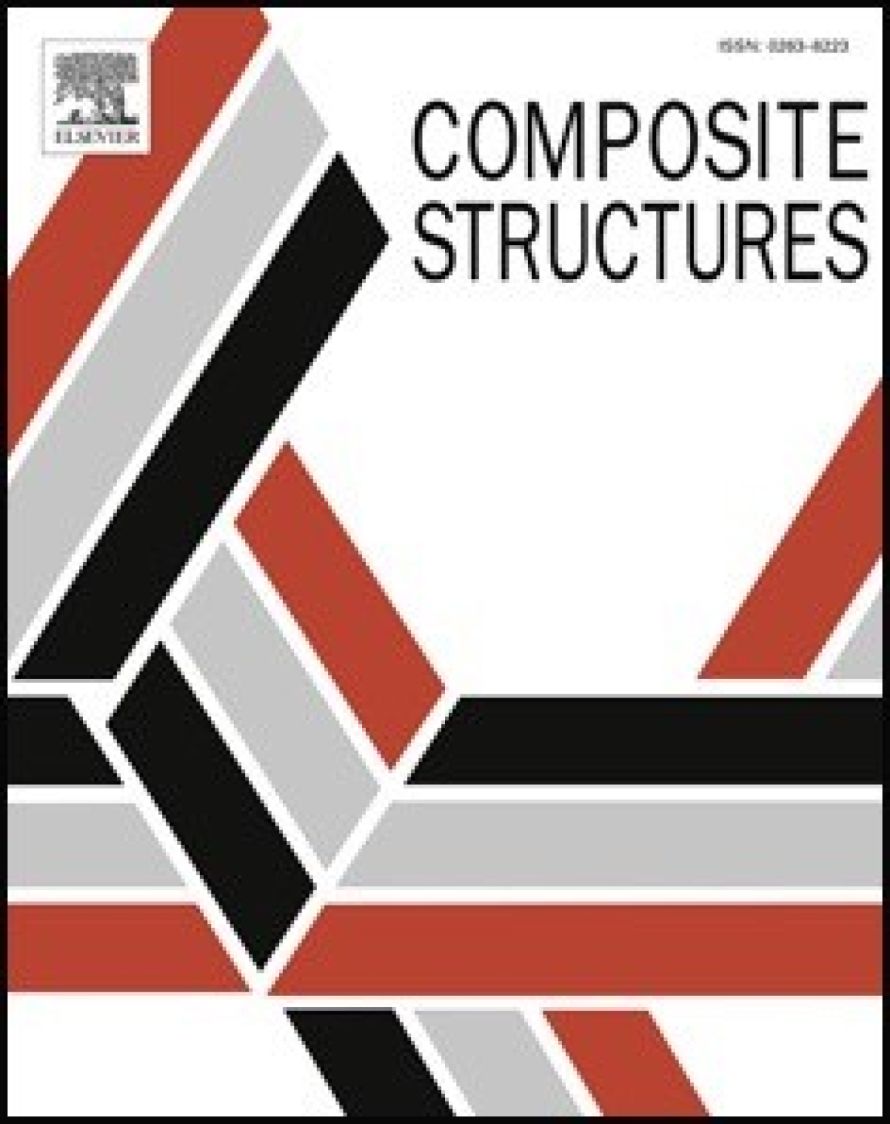 Cover page of the Composite Structures journal publication "Impact damage assessment in biocomposites by micro-CT and innovative air-coupled detection of laser-generated ultrasound", illustrating XARION's optical microphone / laser-excited ultrasound tech