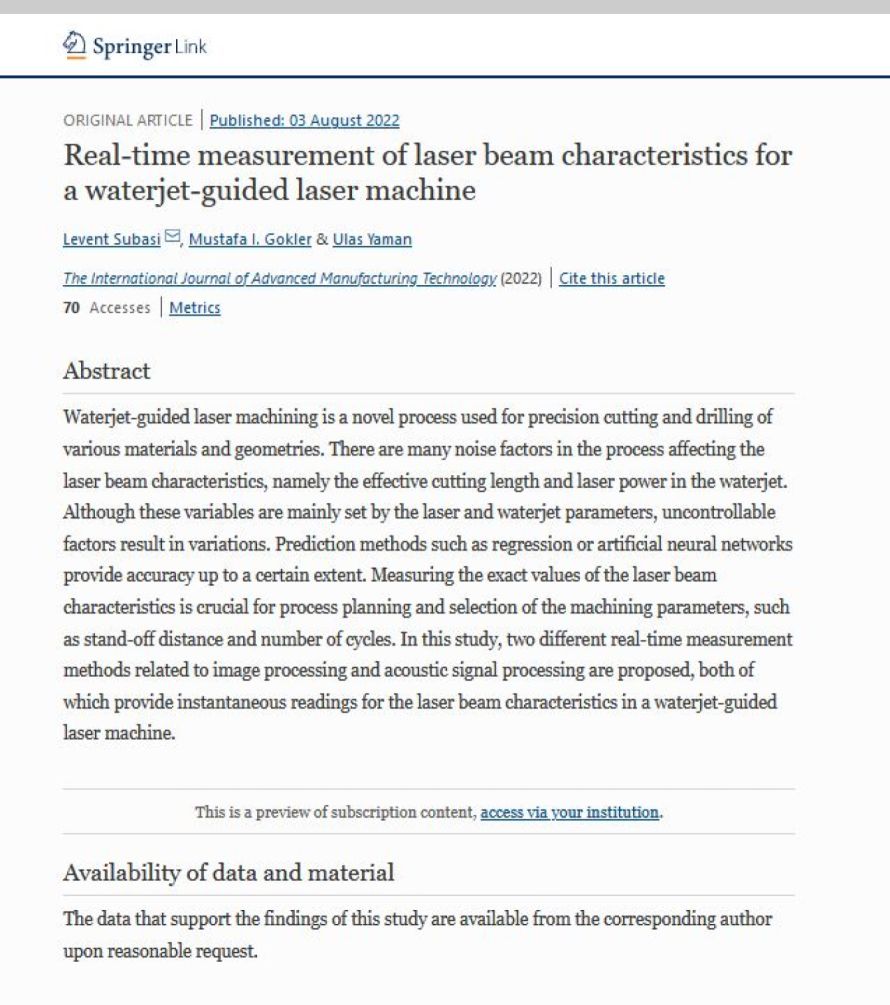 Real-time measurement of laser beam