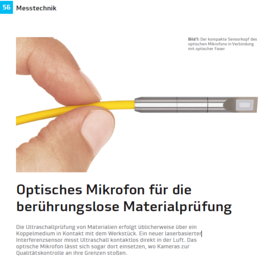 Optisches Mikrofon für berührungslose Materialprüfung